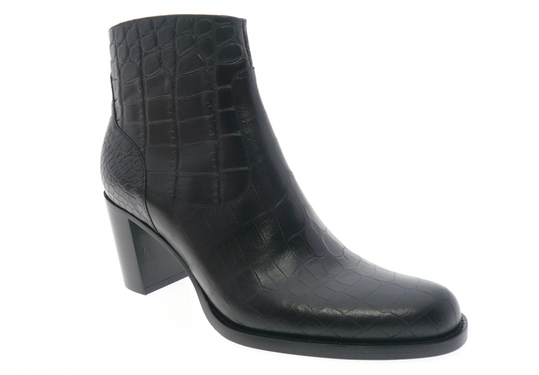 Bottines En Cuir Crocodile « Freelance » - Pointure 37 - Occasion - Marque Croco - Noir