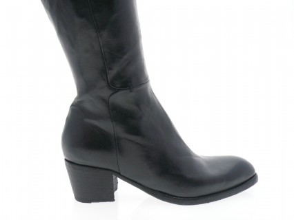 Bottes Vintage CHARLY ZAN 1982 - Taille 37, Cuir Noir, Talon 9 Cm, Bout Pointu - Italie