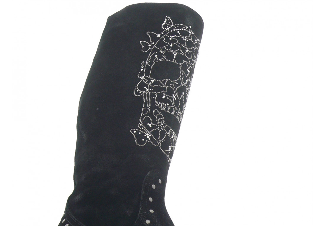 Bottes Cuir Vintage Charly Zan Italie 1982 - Taille 37 - Noir - Talon 9 Cm - Occasion